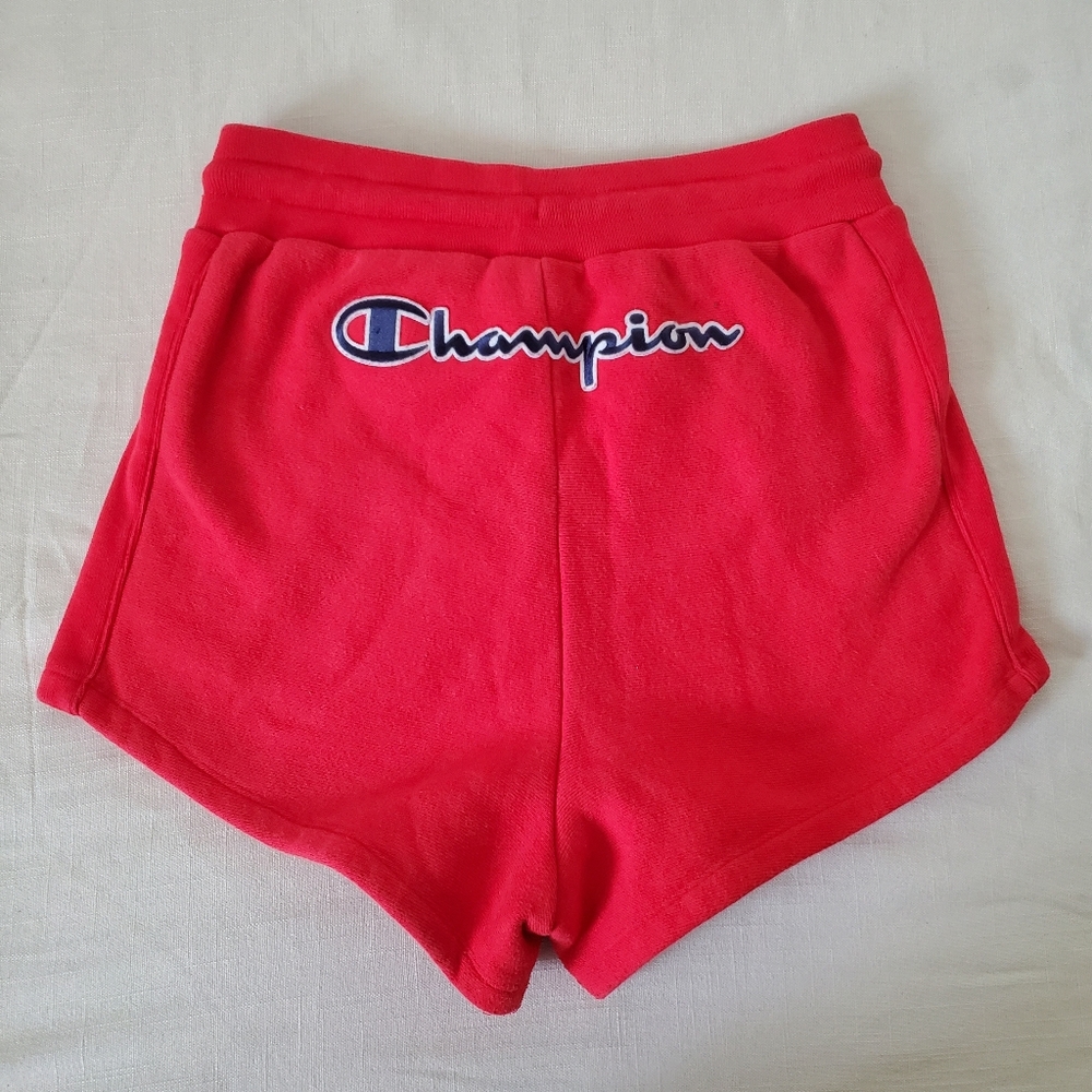 Champion Women's Red Shorts Bottom Spellout Small 28 Inch Waist